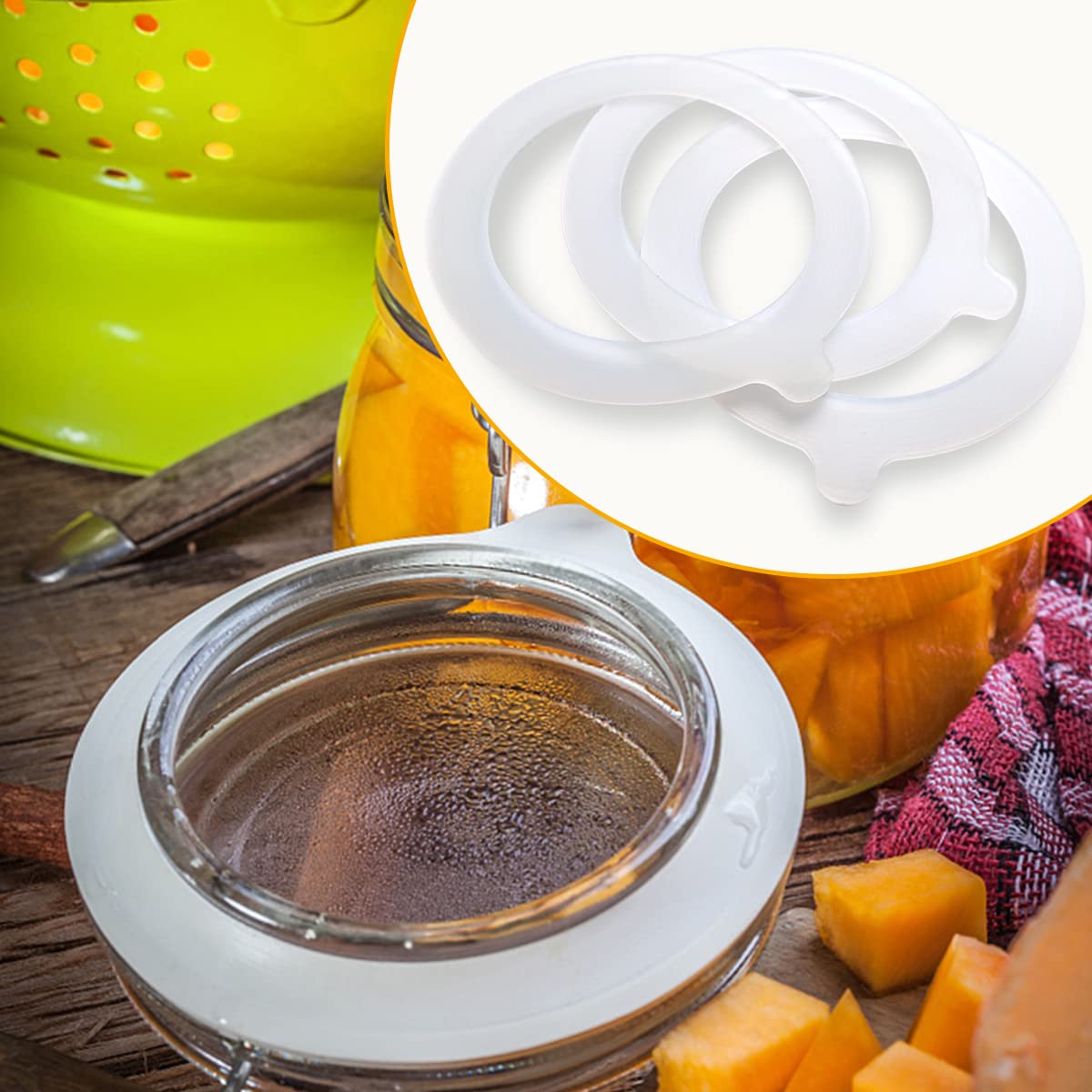 8 Pieces Silicone Jar Replacement Gasket, 3.75 Inch Sealing Rings For Glass Clip Top Jars, Leak-Proof Canning Silicone Fitting S